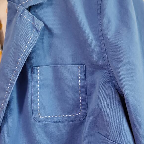 Old Navy Womens Blue Single Button Blazer Size XL Pockets Distressed 3/4 Sleeves - Picture 9 of 15